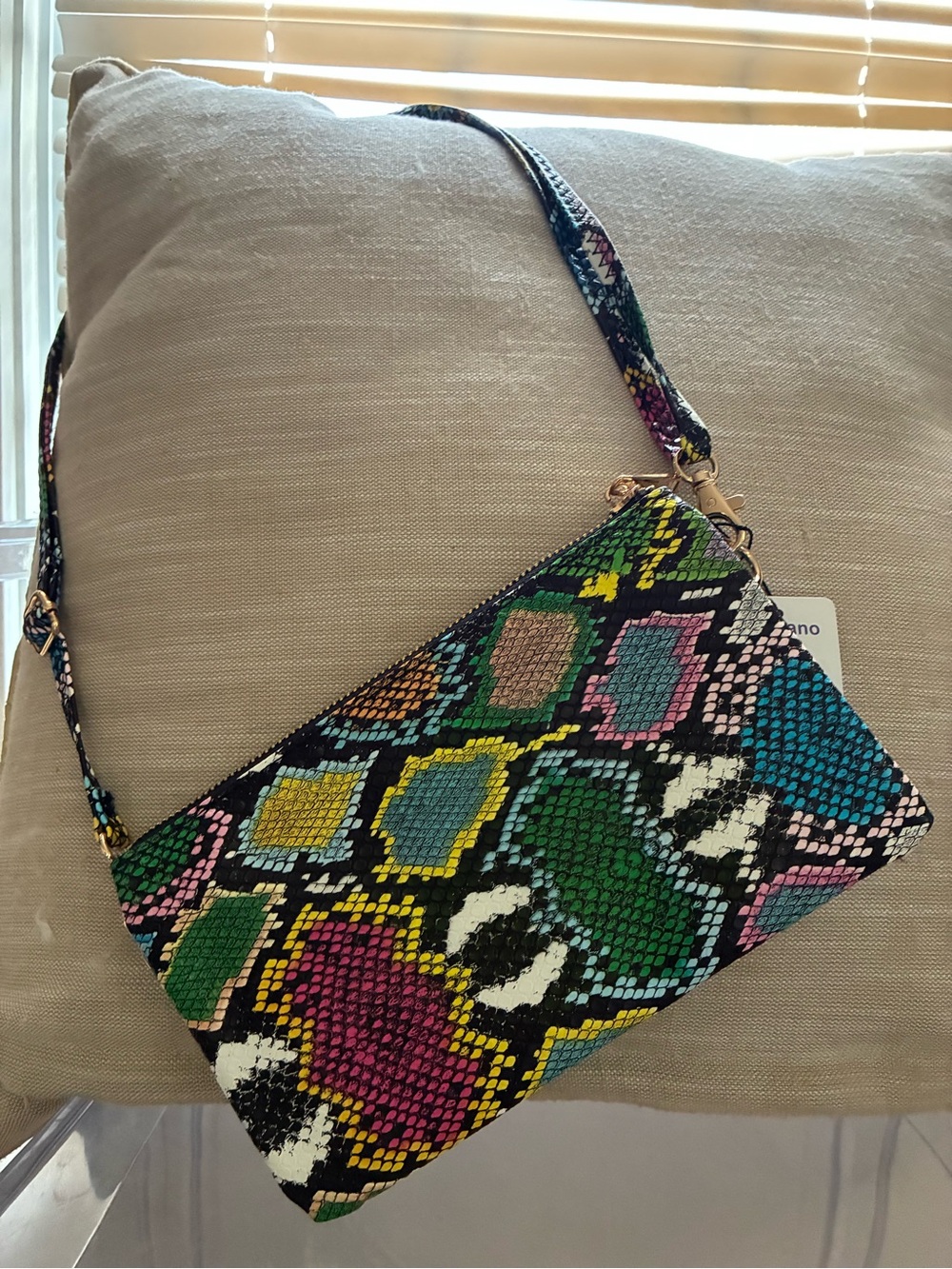 Multicolor Snake-Print Crossbody Wristlet